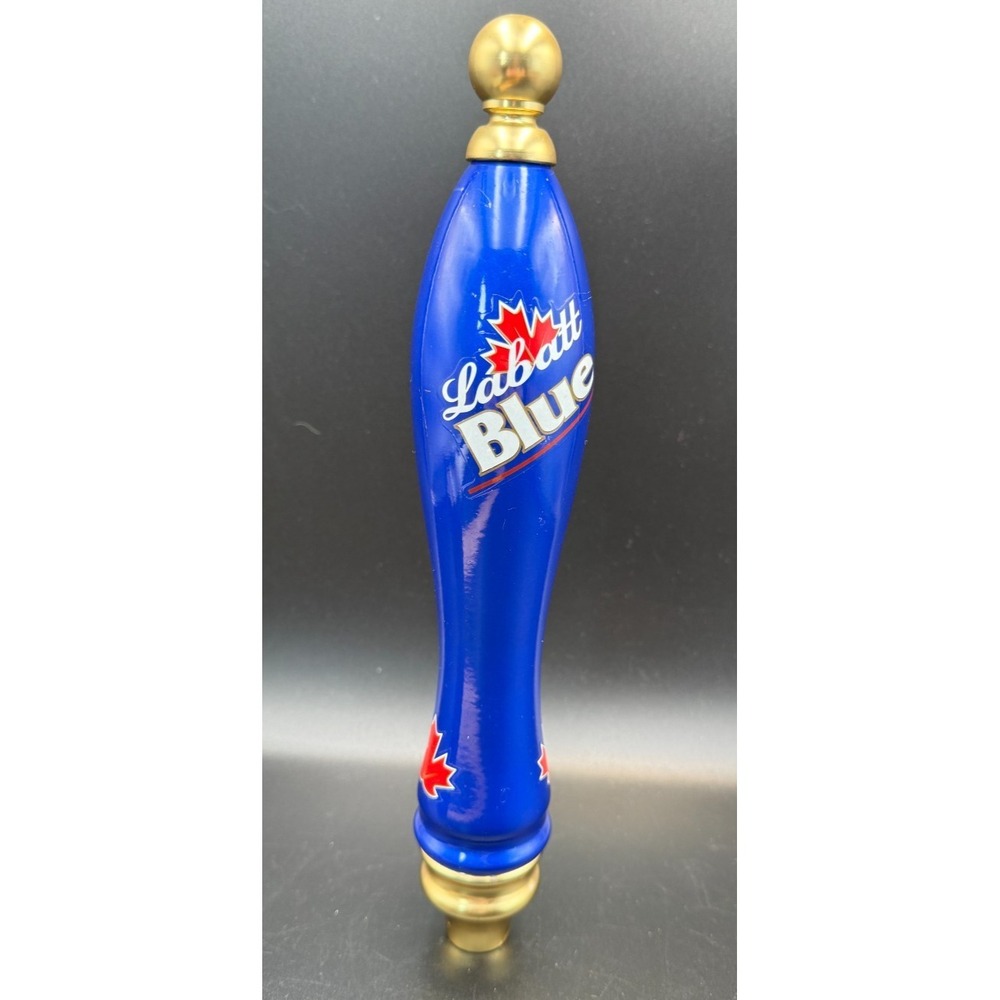 LABATT BLUE BEER TAP HANDLE - MAPLE LEAF - WOOD - 11.5" - 2 SIDED -